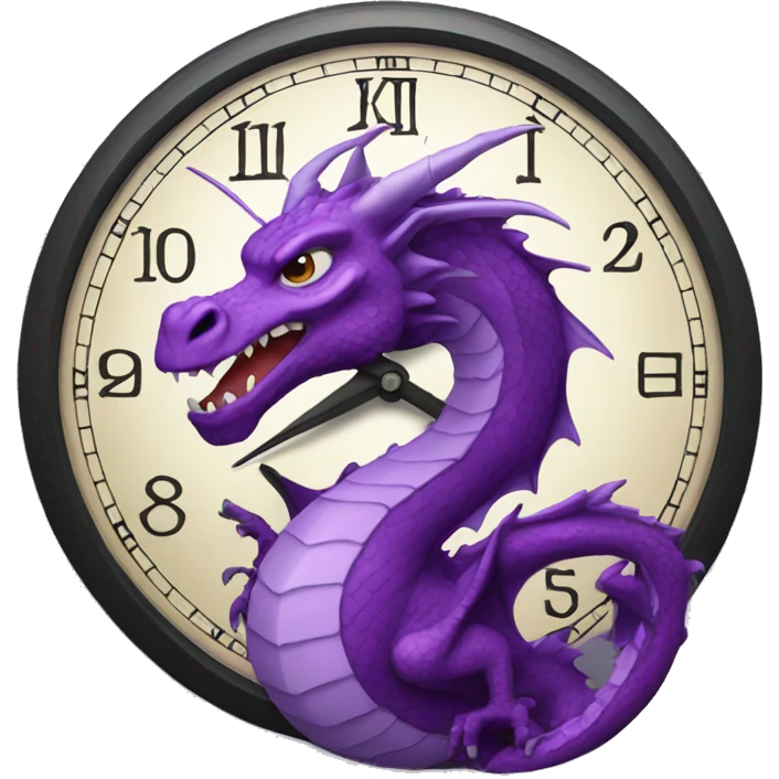 purple dragon  a clock emoji