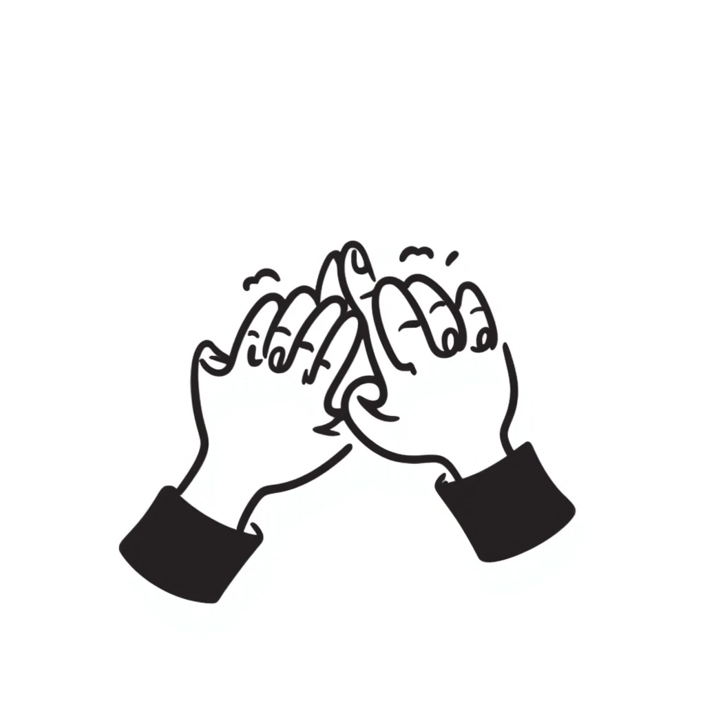two hands clasped together, showing friendship, hand drawn doodle style illustration emoji