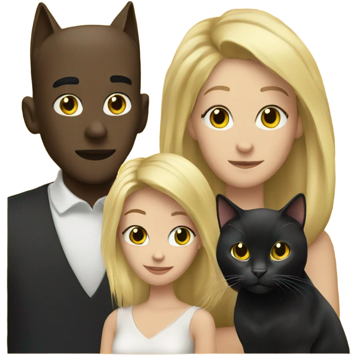 black cat with blond man and blond woman emoji