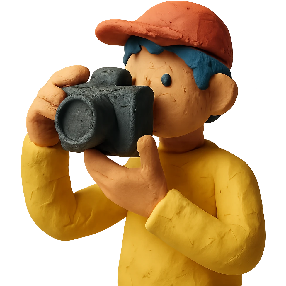 matte plasticine claymation style photographer with camera emoji