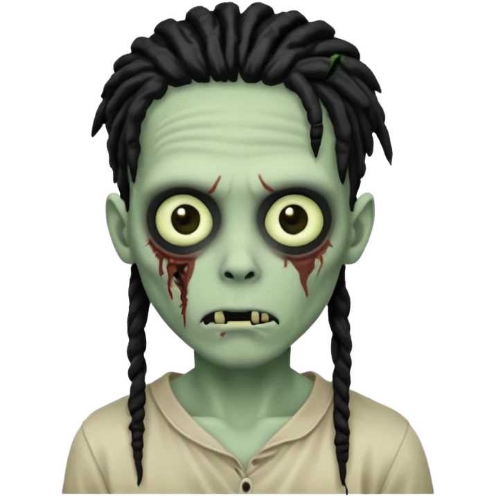 zombie boy with black dreads emoji