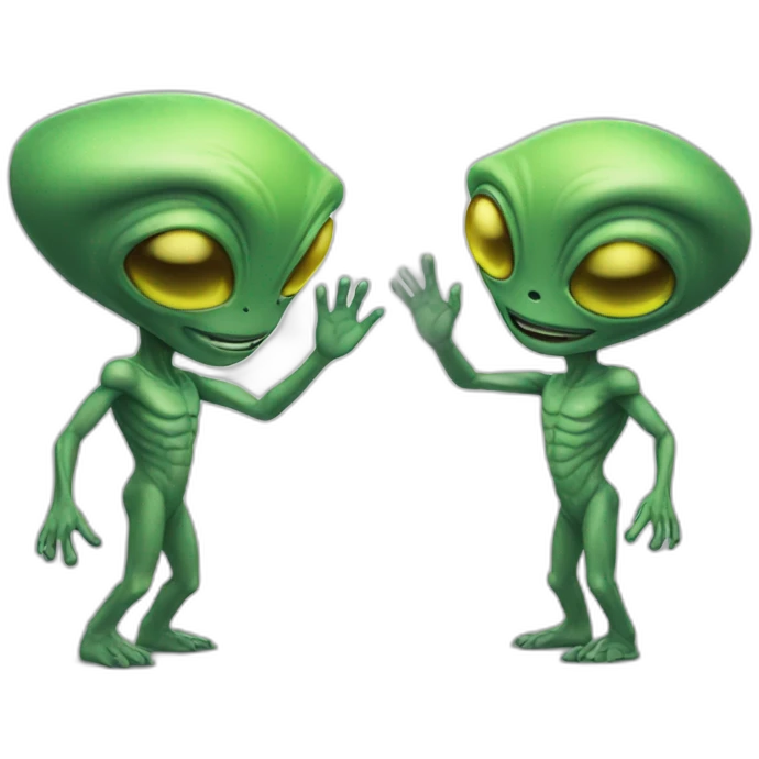 two aliens high fiving emoji