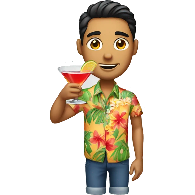 guy in a Hawaiian shirt holding a cocktail emoji