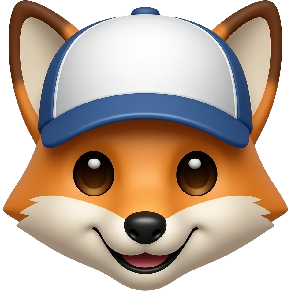 fox wearing basebal cap. headshot only. emoji