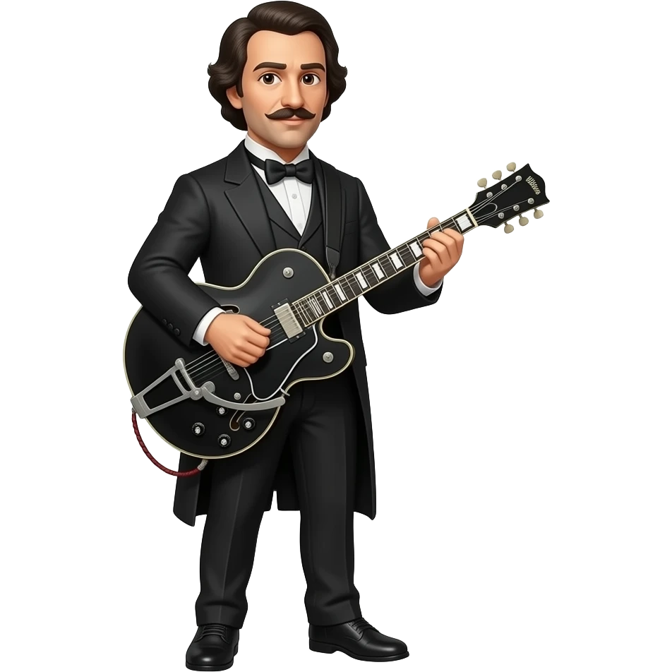 Niccolo Paganini with black metal electric guitar full body emoji