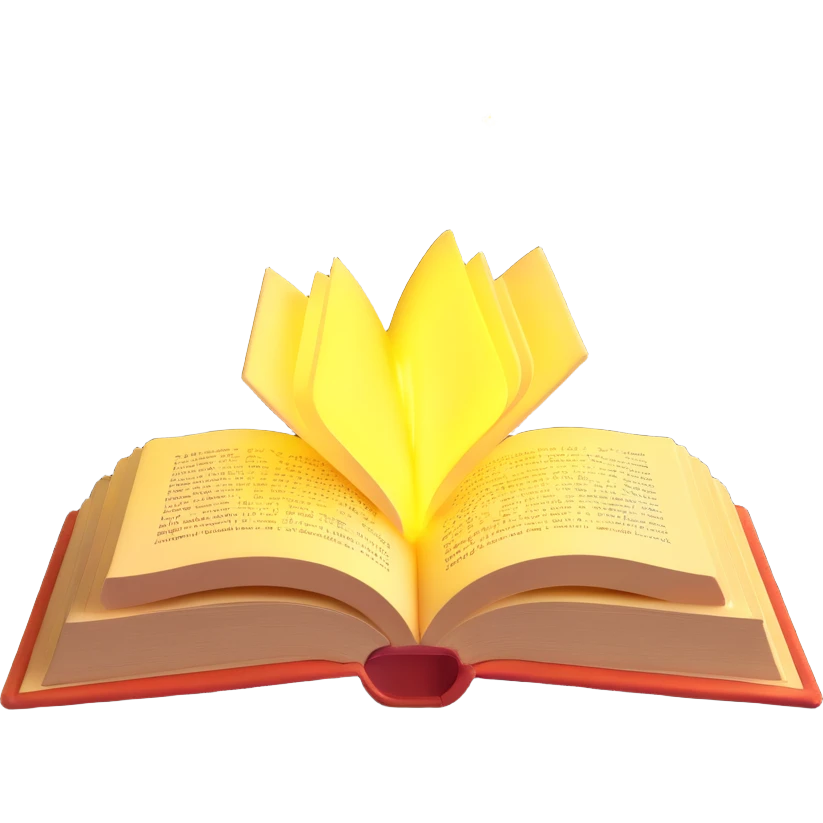 a magical book glowing with yellow light, symbolizing learning emoji
