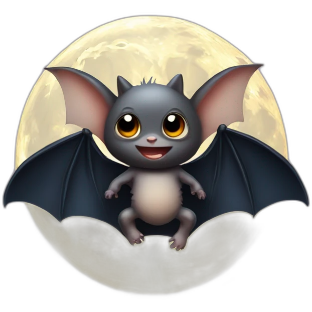 baby bat wings in front of realistic full moon emoji