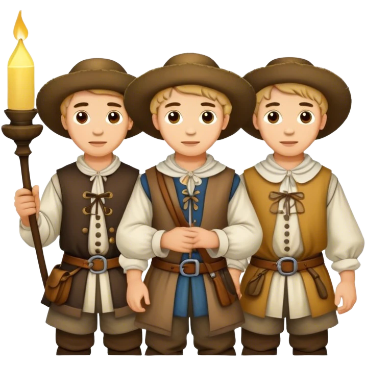 young peasant men during the 17th century photorealistic emoji