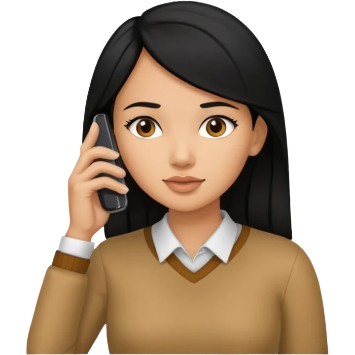ligh skin black hair woman calling with her phone emoji