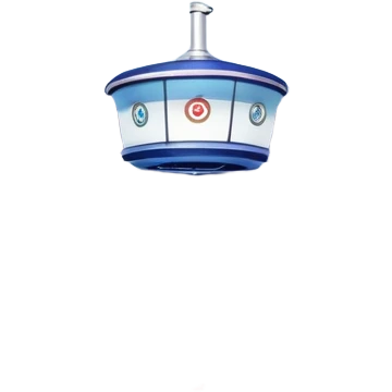 please, An icon featuring the curling rink, with its distinctive circles, and a vibrant crowd in the stands. Snowflakes fall outside the arena, and bright lights illuminate the ice. a curling stone sliding across the ice, with a broom nearby. Transparent background. emoji