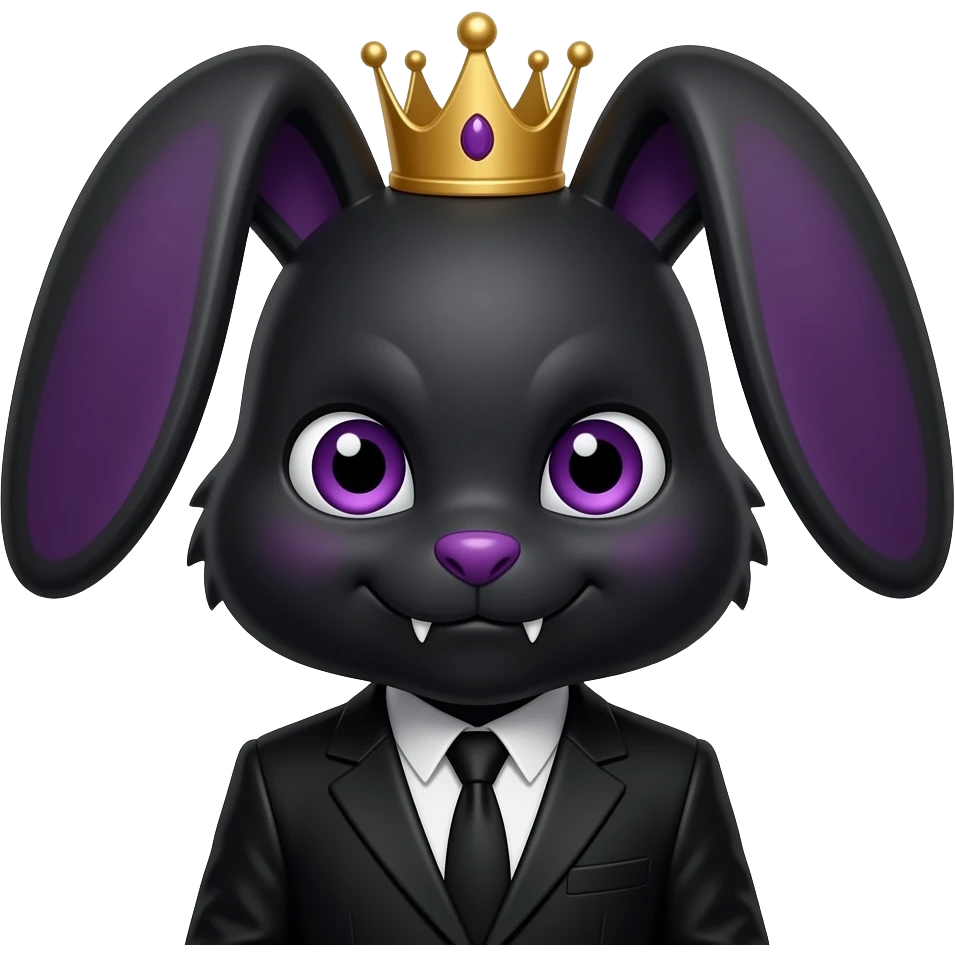 bunny black animal kid villain angry king crown suit black layer purple eye demon purple face emoji
