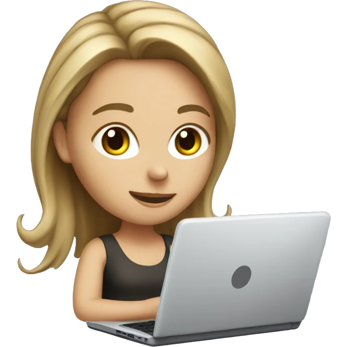 A white girl is working on a laptop emoji