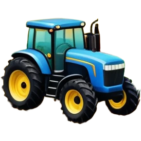 An icon showing tractors in a colorful rural landscape, inspired by Farming Simulator 22. The design features vibrant fields, barns, and crops under a bright sky, with tractors working the land. The peaceful and immersive farming environment is highlighted with a transparent background emoji