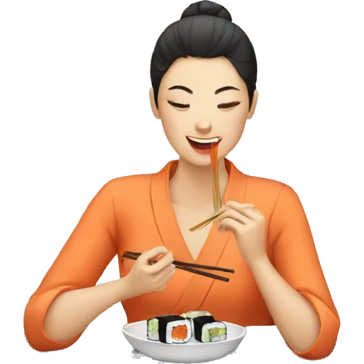 Woman eating sushi emoji