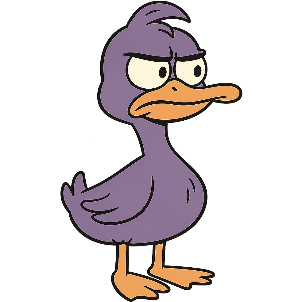purple duck in flat toon style emoji