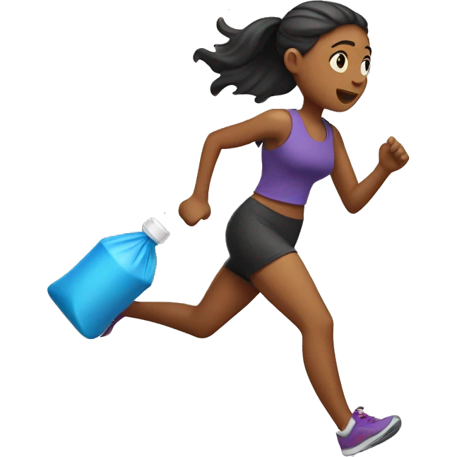 Girl running with gym bag and plastic cup  emoji
