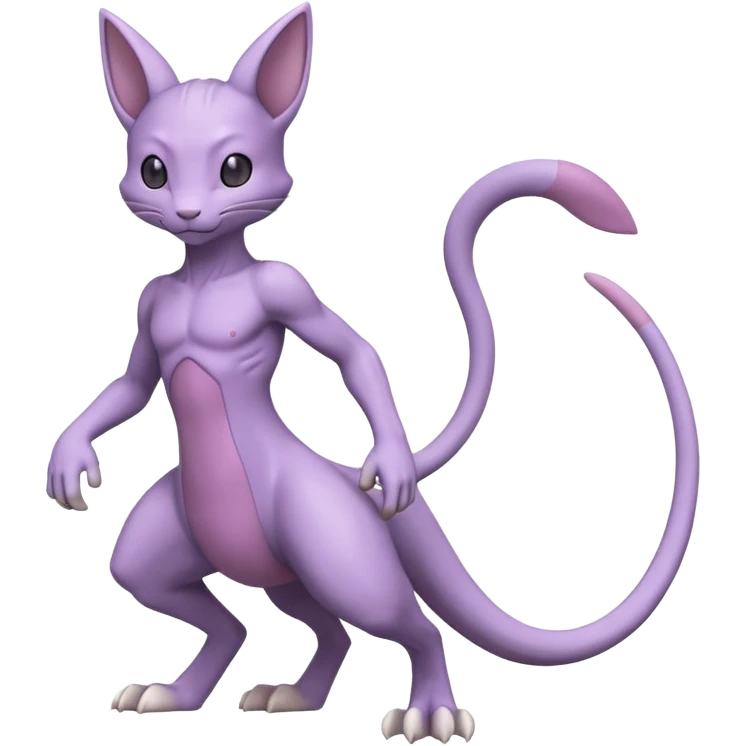 Pastel dull greyish anthropomorphic furry Mewtwo-Beerus-hybrid-Fakémon-fusion-animal-ET-species-creature, full body  emoji