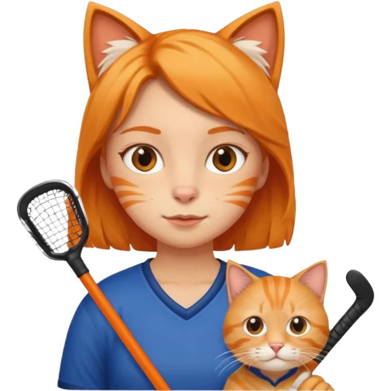 girl cat holding hockey stick emoji