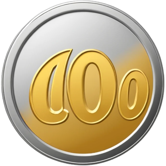silver coin with the number 100 clearly written on it, all silver color, simple emoji style emoji