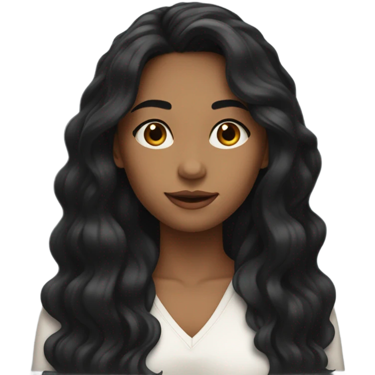 A young woman with fair skin and long, wavy black hair. emoji