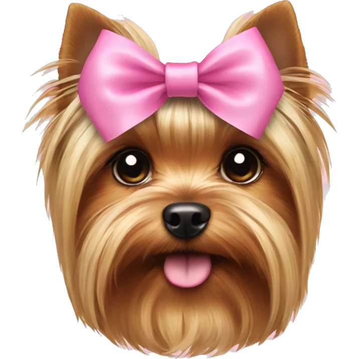 yorkshire terrier with  pink bow  emoji