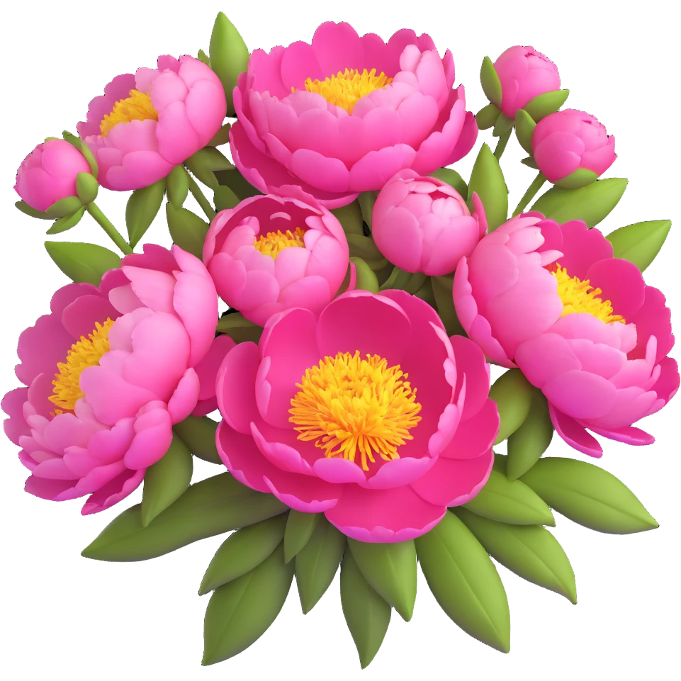lush bouquet of peony flowers emoji