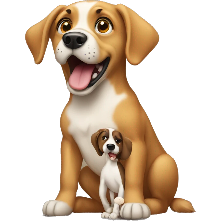 A very surprised dog holding a baby  emoji