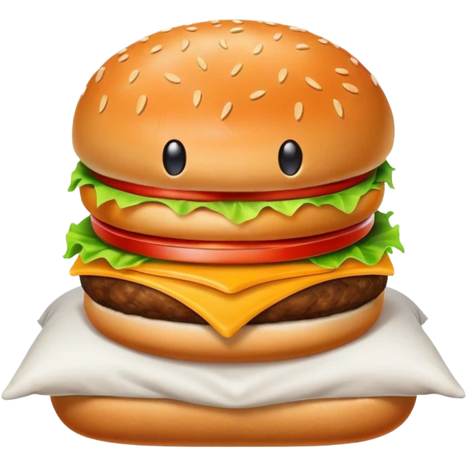 Pillow that eats a burger emoji