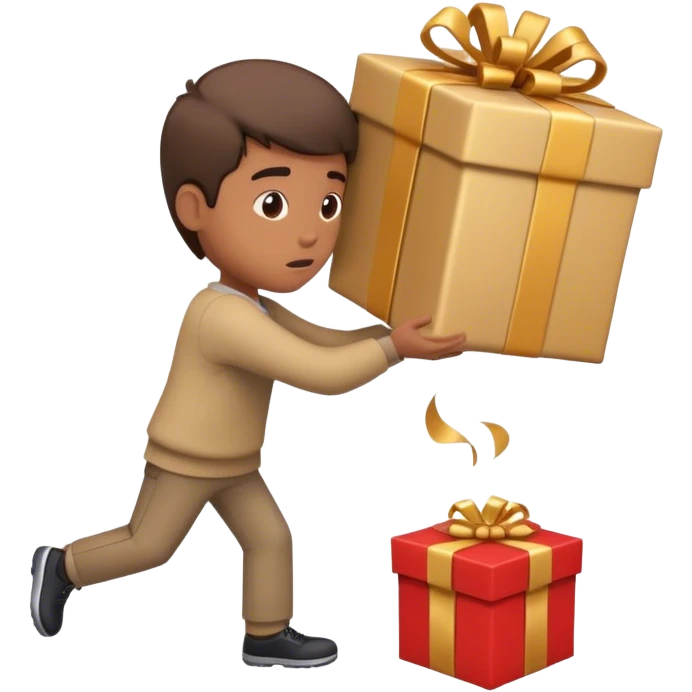 A person shaking their head and pushing away a present emoji