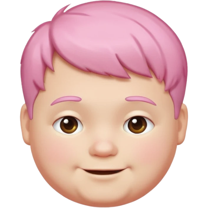 un nene blanco rellenito con pelo corto rosa,  con la sonrisa para abajo como edta ☹️ pero no enojadl emoji