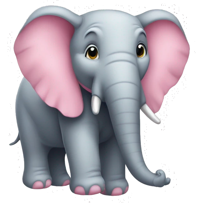 Éléphant rose avec des rollers, un serre tête avec des oreilles de lapin emoji