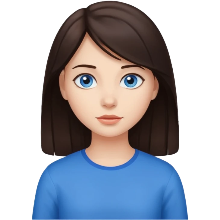 Girl with dark brown hair and blue eyes emoji