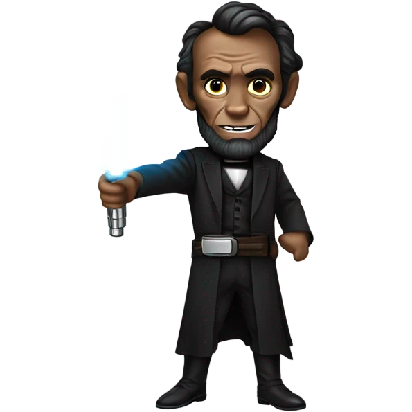 Abraham Lincoln as a Jedi with a blue lightsaber emoji