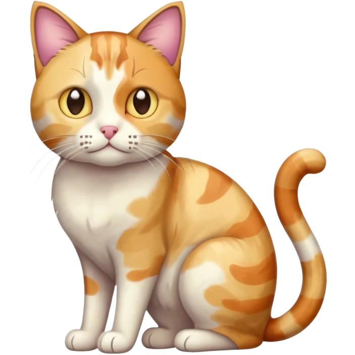 full body anxious looking colourful patchy light calico tabby cat emoji