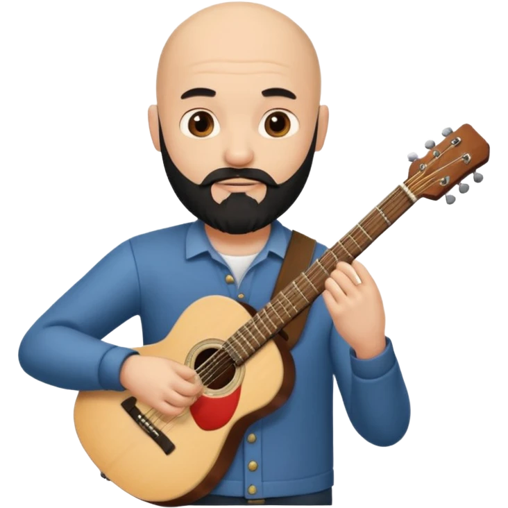 Bald guy with black beard playing guitar emoji