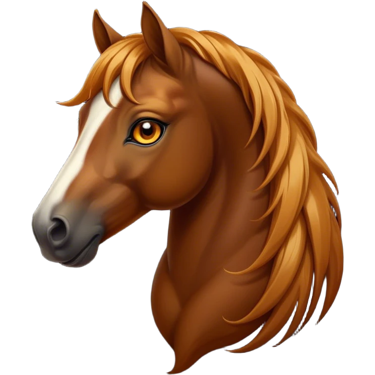 Cinematic Elegant Bay Horse Portrait Emoji, Head held high with a serene, majestic gaze, showcasing a magnificent bay fur with a rich, lustrous sheen, a flowing mane and tail, and radiant amber eyes that exude beauty and grace, Simplified yet majestically refined features, highly detailed, glowing with a soft, ethereal light, high shine, poised and breathtaking, stylized with an air of pure elegance, capturing the essence of a stunning and graceful steed, so beautiful it feels like it could gallop out of the screen with effortless charm! emoji