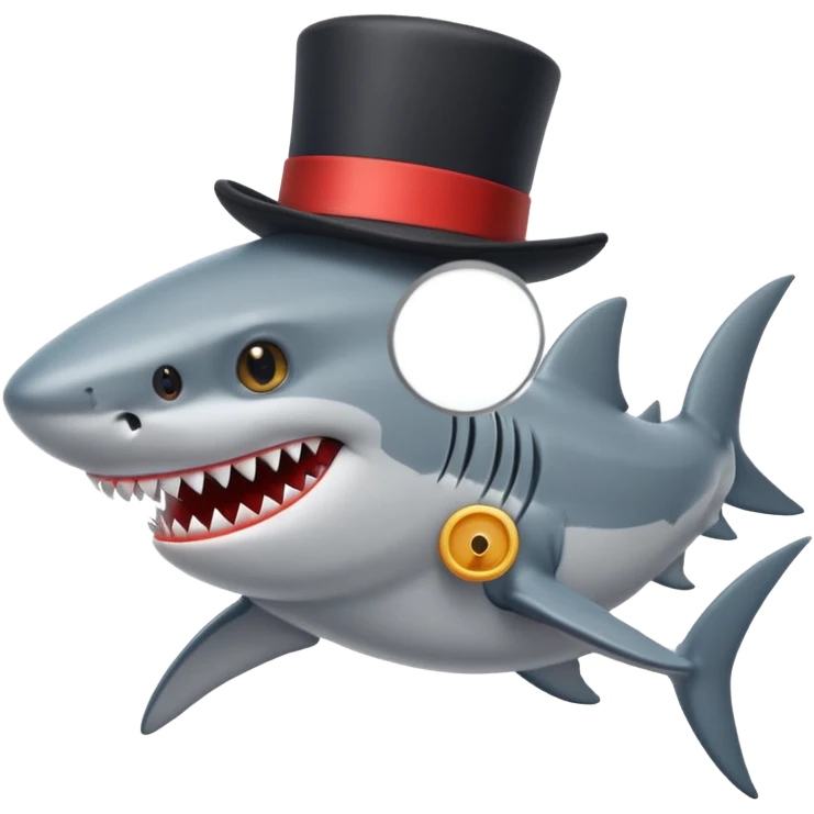 Shark with a top hat emoji