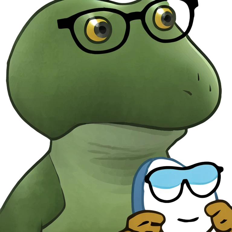 Telegram-style duck wearing glasses, debugging Python code emoji