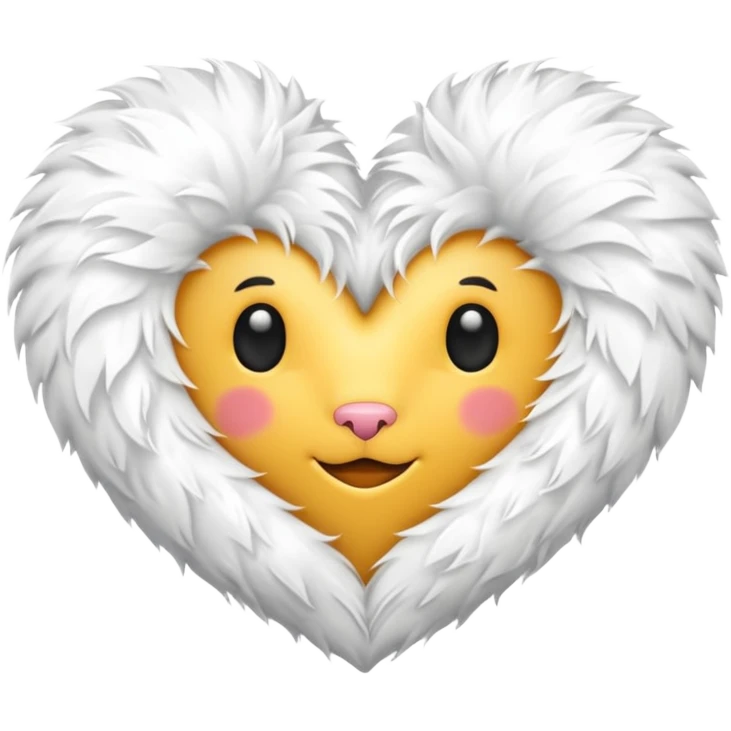 white fur heart, large details emoji
