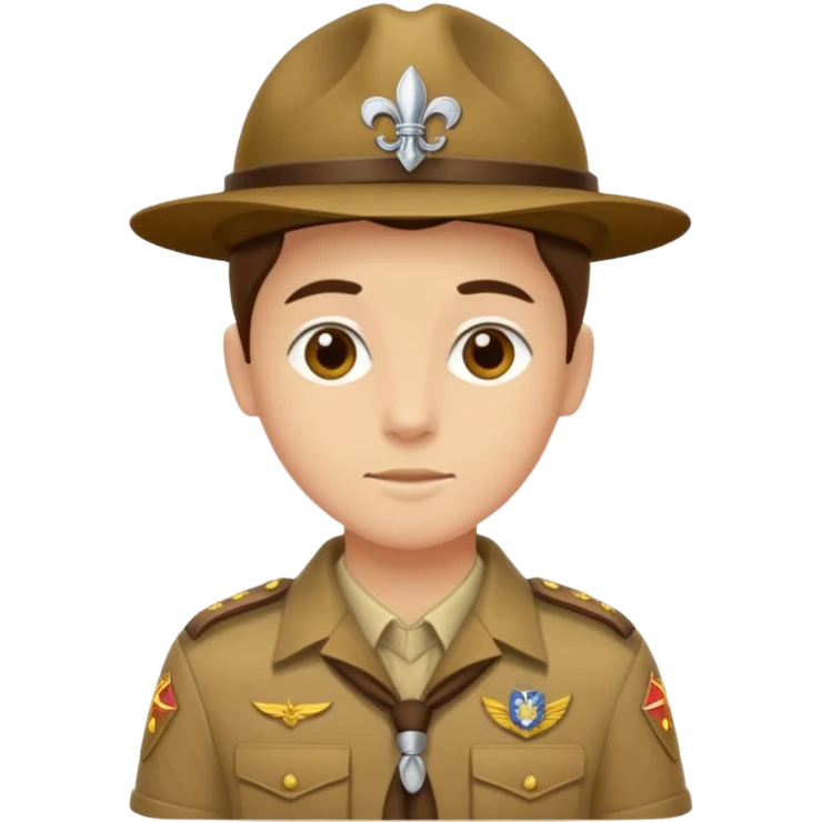 Maak een persoon in een scoutsuniform met zijn beiden handen vooruit zodat er iets in kan liggen emoji