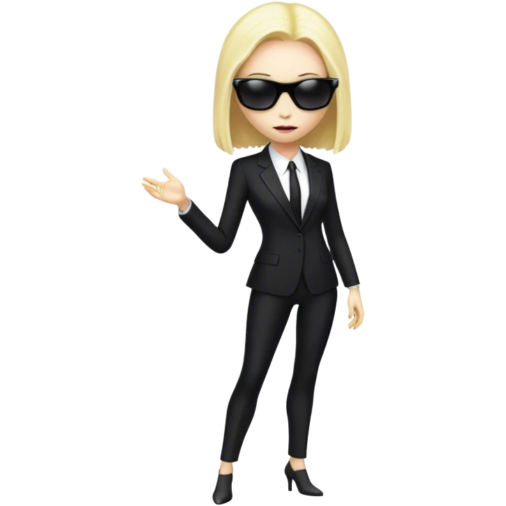 a blonde reptilian alien woman as men in black, full body, full figure emoji