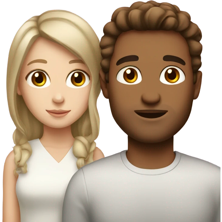 White Couple with brown hair brown eyes emoji