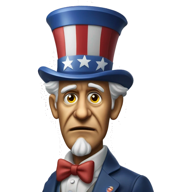 Uncle Sam with pitiful eyes up to his waist photorealistic serious emoji
