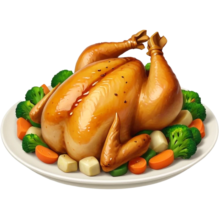 some chicken vegetables soy sauce on top  emoji