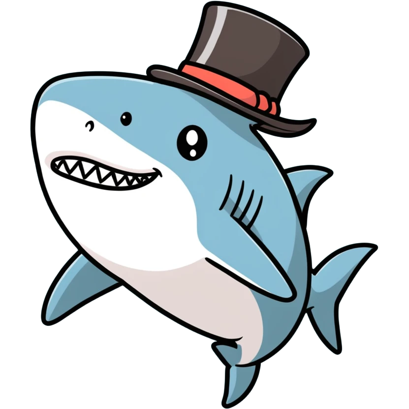 Shark with a top hat emoji