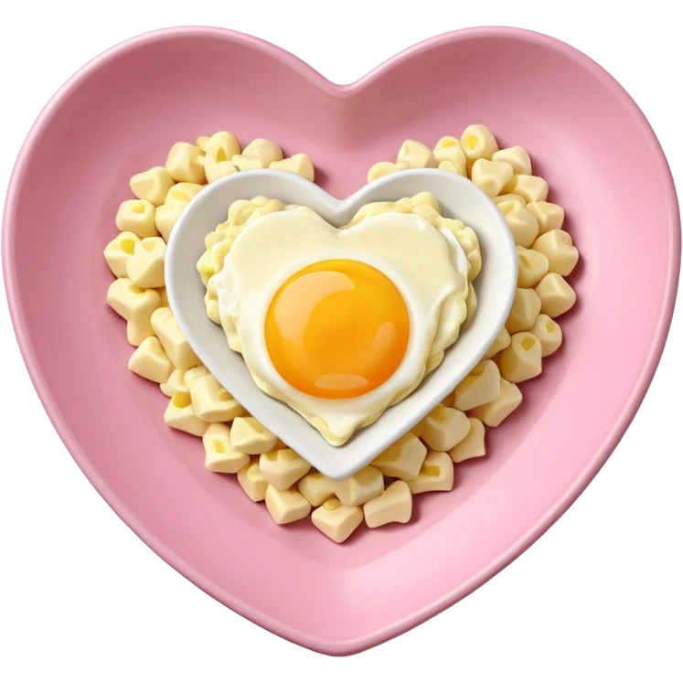 egg salad in a light pink heart shaped plate emoji