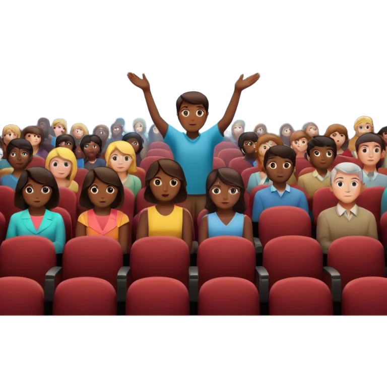 audience silhouettes with one person highlighted emoji