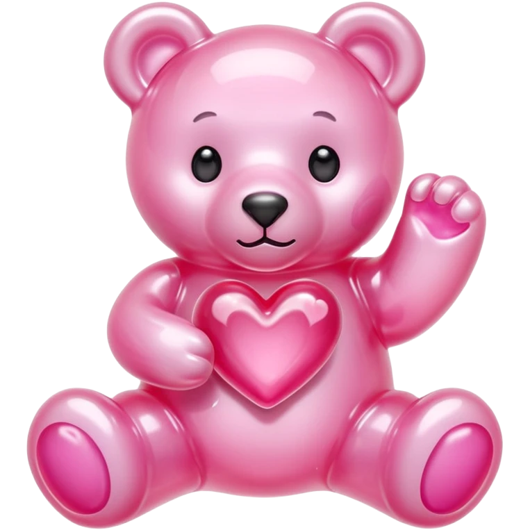 pastel pink jelly bear with a pink jelly heart emoji