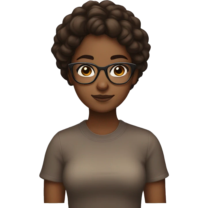 brown skin girl browneyes with glasses emoji