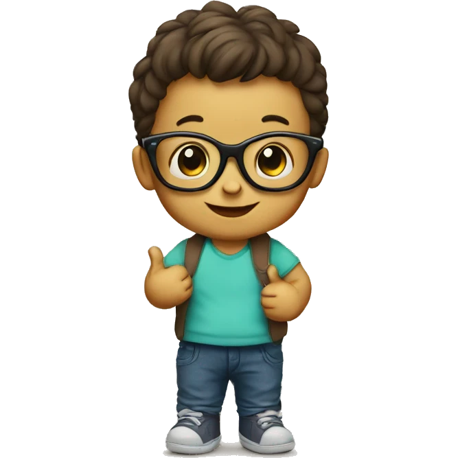 a baby with glasses giving a thumbs up emoji